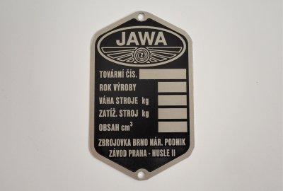 Tabliczka znamionowa, Jawa 1948-1950 r., zbrojovka