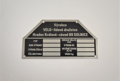 Tabliczka znamionowa, VELOREX 350
