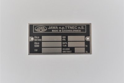 Tabliczka znamionowa, trawiona, Jawa 634