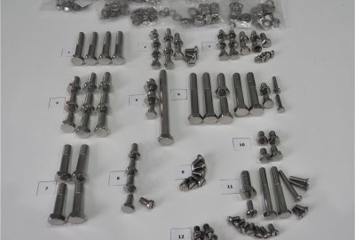 Komplet śrub, bez silnikowych, nierdzewne/polerowane, Jawa 125/150/175