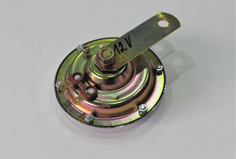 Klakson 12V, PAL, czerwony, chrom, replika, Jawa, CZ-photo2