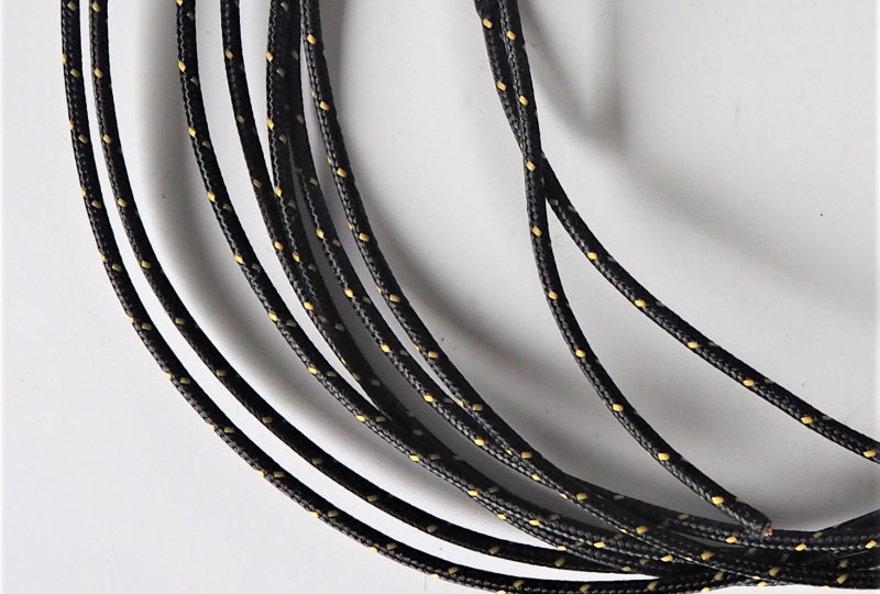 Kabel elektryczny w oplocie klejonym 1,5 mm, czarny z zółtymi prążkami, 1m, Jawa, CZ-photo2