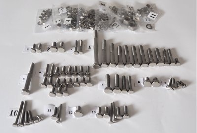 Komplet śrub, bez silnikowych, nierdzewne/polerowane, Jawa 50 typ 23 Mustang