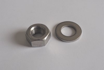 Nakrętka + podkładka do stopki kierowcy z gwintem M12x1,5 mm, nierdzewna, Jawa, CZ