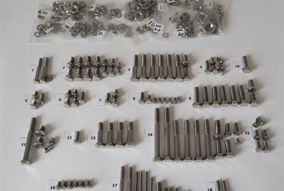 Komplet śrub, bez silnikowych, nierdzewne/polerowane, Jawa 350 Panelka typ 360/361