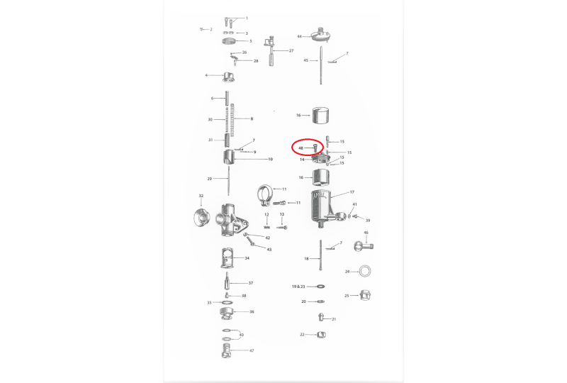 Śruba blokady komory pływakowej, calowa, ocynk, AMAL-photo4