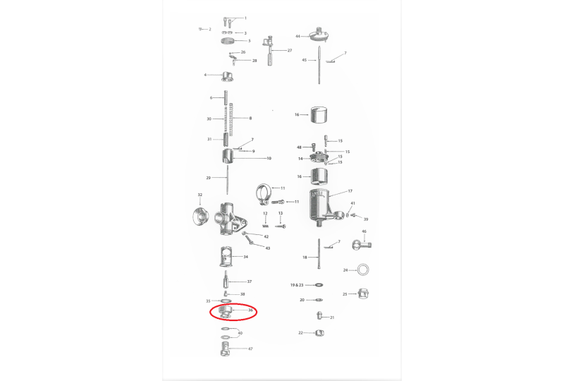 Nakrętka dolna korpusu gaźnika, aluminium, AMAL 76/276-photo4