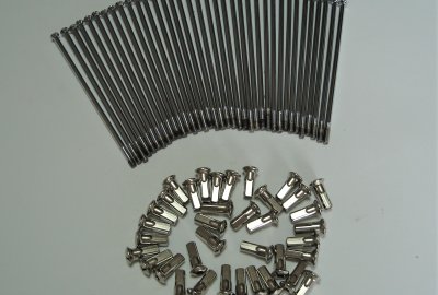 Szprychy i nyple, komplet 36 szt, 16 cali, chrom, Jawa M4x110