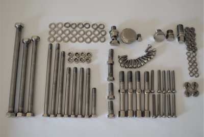 Komplet śrub silnikowych, nierdzewne/polerowane, Jawa 350 OHV