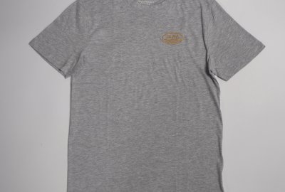 Koszulka bawełniana, szara, logo JAWA-złote, rozmiar L