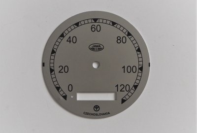 Cyferblat licznika 0-120km/h, srebrno-czarny, Jawa 250 Perak FJ