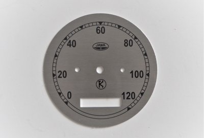 Cyferblat licznika 0-120km/h, srebrno-czarny, K, Jawa 250 Perak FJ