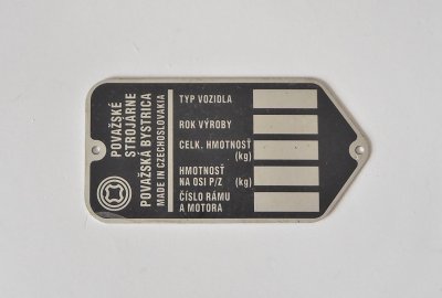 Tabliczka znamionowa, Jawa 23 MUSTANG