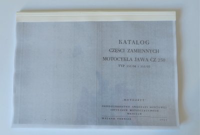 Katalog części zamiennych motocykla Jawa CZ 250 typ 353/04 i 353/03 - J.POLSKI format A4, 86/172 stron