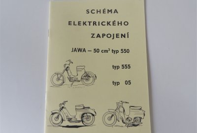 Schemat instalacji elektrycznej Jawa 50 typ 05/550/555 - J.SŁOWACKI format A5, 20 stron
