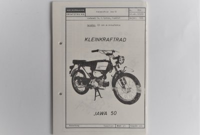 Katalog części zamiennych NECKERMANN - JAWA 50 TYP 23 MUSTANG - J.NIEMIECKI, format A5, 69 stron