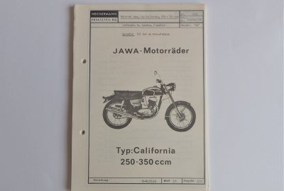Katalog części zamiennych NECKERMANN - JAWA CALIFORNIAN - J.NIEMIECKI, format A5, 70 stron