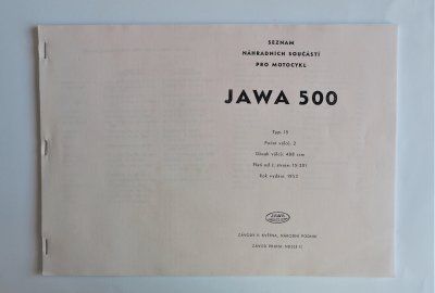 Katalog części zamiennych JAWA 500 OHC - J.CZESKI, format A4, 60/120 stron