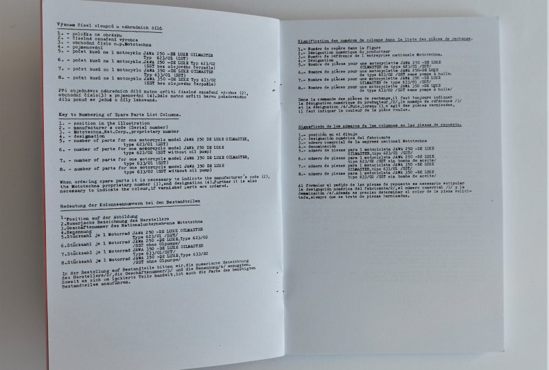 Katalog części zamiennych JAWA BIZON - J.CZESKI, ANGIELSKI, NIEMIECKI, format A5, 170 stron-photo2