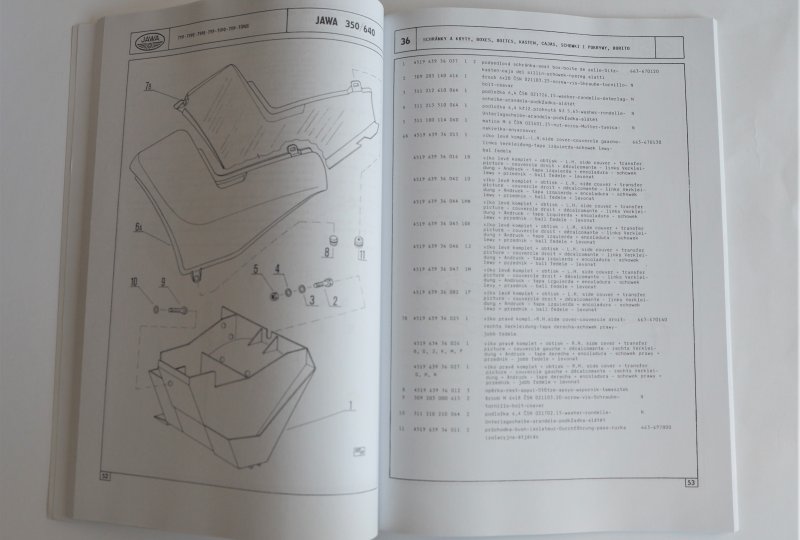 Katalog części zamiennych JAWA 350/640 - J.CZESKI, ANGIELSKI, NIEMIECKI, POLSKI, format A4, 119 stron-photo3