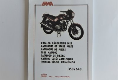 Katalog części zamiennych JAWA 350/640 - J.CZESKI, ANGIELSKI, NIEMIECKI, POLSKI, format A4, 119 stron