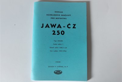 Katalog części zamiennych JAWA-CZ 250 TYP 353/03 - J.CZESKI, format A5, 98 stron