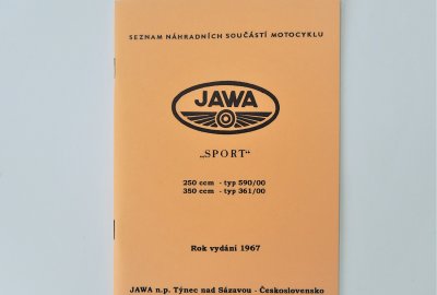Katalog części zamiennych JAWA 250 typ 590/00, 350 typ 361/00 - J.CZESKI, format A5, 46 stron