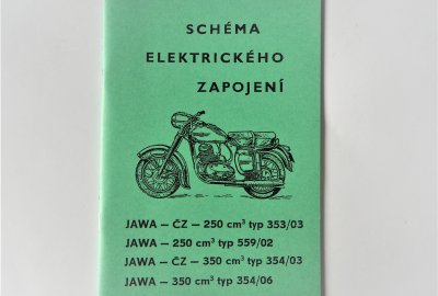 Schemat instalacji elektrycznej Jawa 250/350 typ 353/03, 559/02, 354/03, 354/06 - J.CZESKI, format A5, 30 stron