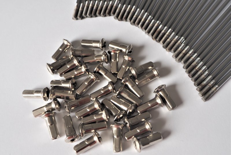 Szprychy i nyple, komplet 36 szt, 16 cali, M4x124 mm, chrom, Jawa, CZ 125-250-photo3