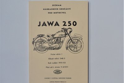Katalog części zamiennych JAWA 250 PERAK - J.CZESKI, format A5, 128 stron