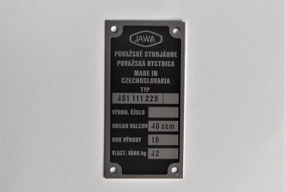 Tabliczka znamionowa, Jawa Babetta 207
