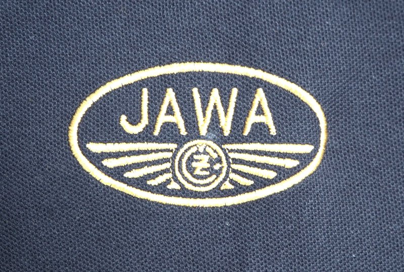 Koszulka bawełniana polo, granatowa, logo JAWA-złote, rozmiar 3XL-photo2