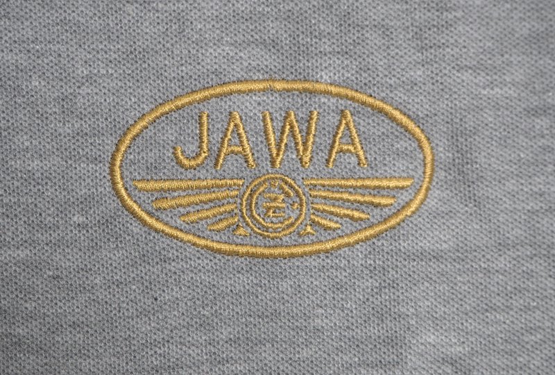 Koszulka bawełniana polo, szara, logo JAWA-złote, rozmiar M-photo2