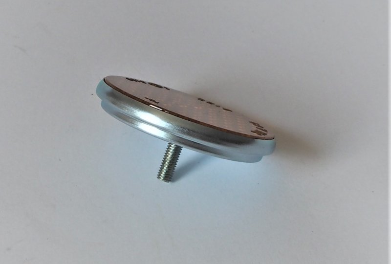 Odblask pomarańczowy, ocynkowana ramka, ze śrubką, 57 mm, plastik, Jawa, CZ-photo2