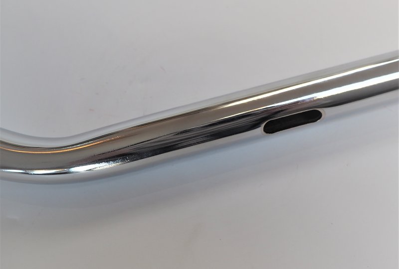 Kierownica bez wkładek na śruby nastawu, na manetkę z ssaniem, rowek 148 mm, chrom, Jawa Panelka-photo6