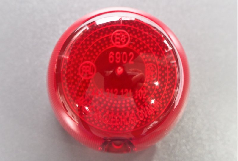 Szkło lampy, czerwone, PAL-E8, VELOREX-photo3