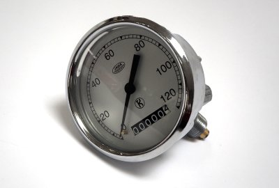 Licznik, 120 km/h, chromowana ramka, replika, Jawa 250 Perak FJ