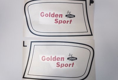Naklejki GOLDEN SPORT BY JAWA, 2 szt, P + L, Jawa 50 typ 23 MUSTANG