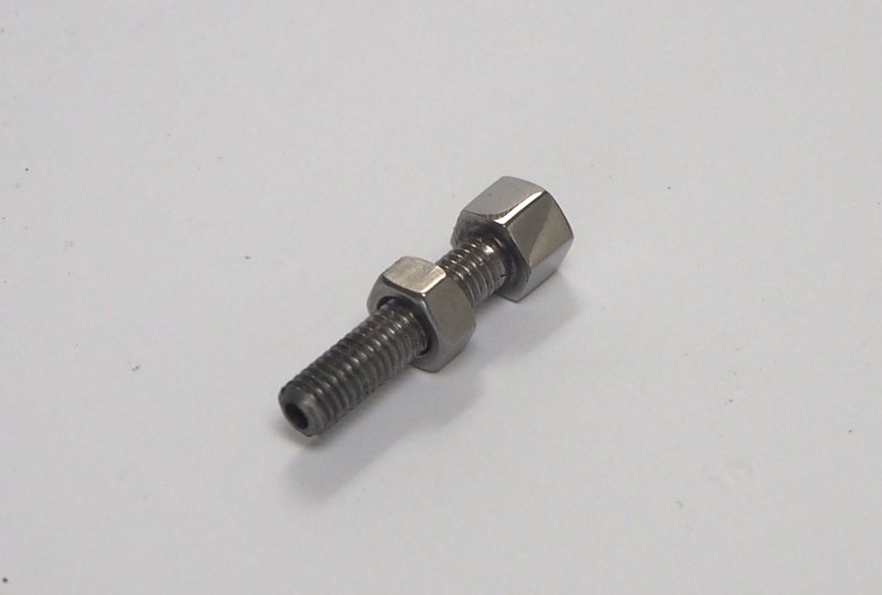 Śruba nastawu linki przedniego hamulca, M6 x 28 mm, nierdzewna/polerowana, Jawa Villiers, Special-photo2