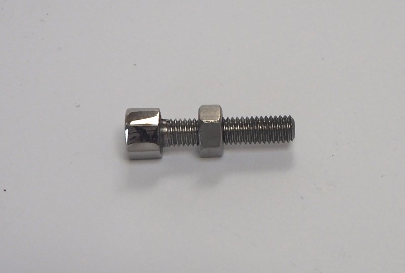 Śruba nastawu linki przedniego hamulca, M6 x 28 mm, nierdzewna/polerowana, Jawa Villiers, Special-photo3