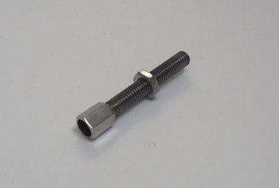 Śruba regulacji nastawu linki z nakrętką, nierdzewna/polerowana, M6 x 40 mm, Jawa, CZ