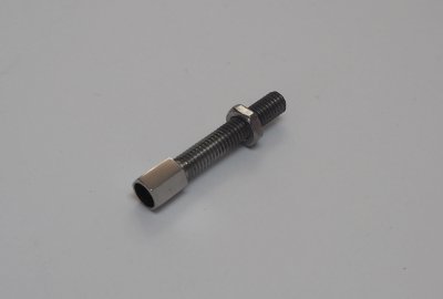 Śruba regulacji nastawu linki z nakrętką, nierdzewna/polerowana, M6 x 35 mm, Jawa, CZ