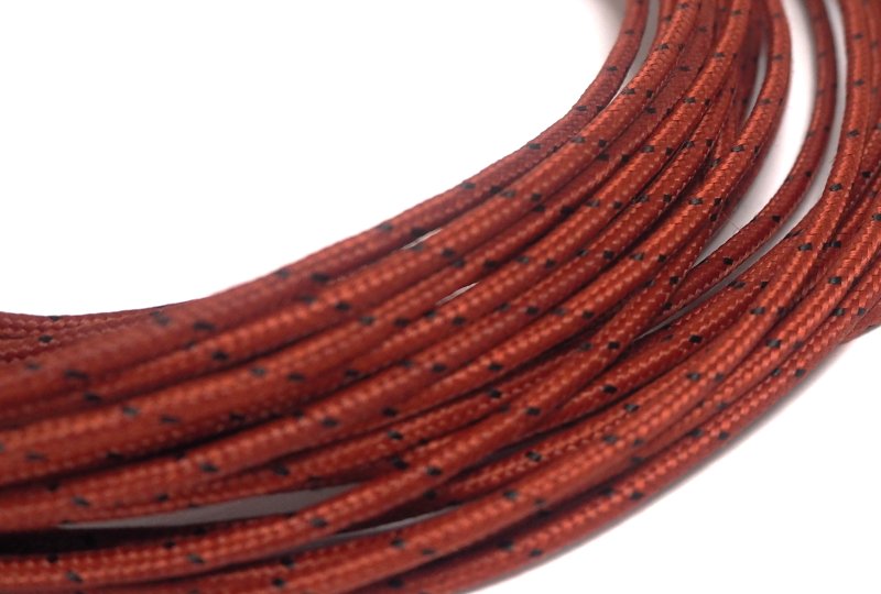 Kabel elektryczny w oplocie klejonym 1,5 mm, rudy z czarnymi prążkami, 1m, Jawa, CZ-photo2