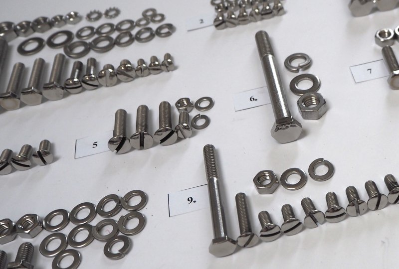 Komplet śrub, karoseria + silnik, nierdzewne/polerowane, Jawa 50 typ 555-photo2