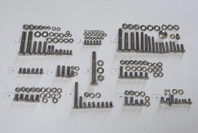 Komplet śrub, karoseria + silnik, nierdzewne/polerowane, Jawa 50 typ 555