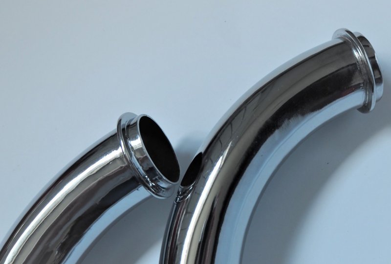 Tłumiki rybki + kolanka wydechu, chrom, zestaw, Jawa 250 typ 353 Kyvacka  ( DUELLS )-photo4