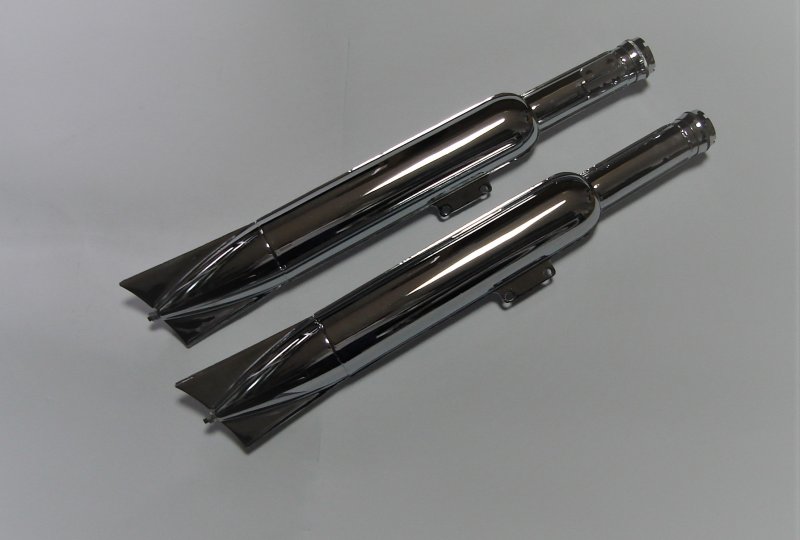 Tłumiki rybki + kolanka wydechu, chrom, zestaw, Jawa 250 typ 353 Kyvacka  ( DUELLS )-photo2