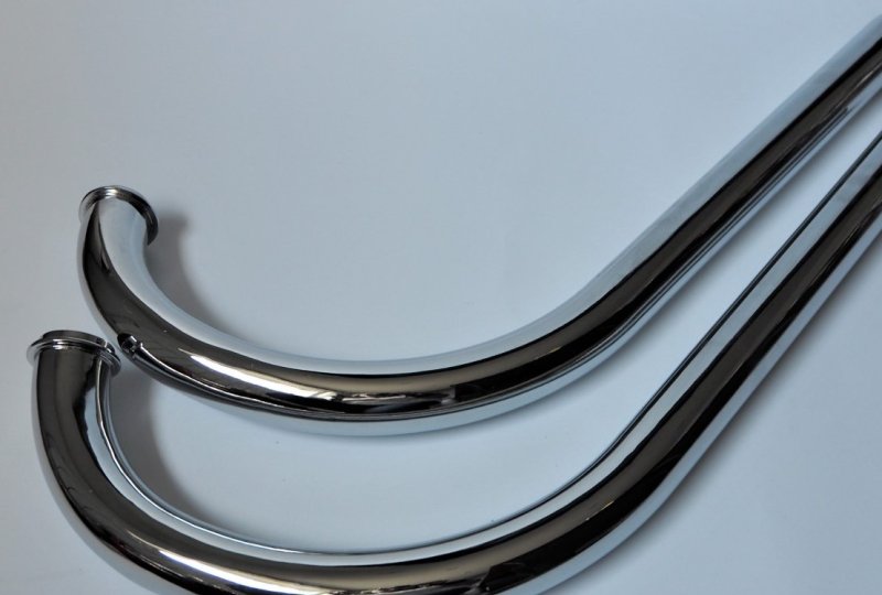 Tłumiki rybki + kolanka wydechu, chrom, zestaw, Jawa 250 typ 353 Kyvacka  ( DUELLS )-photo3