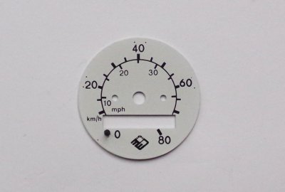 Cyferblat licznika 0-80 km/h, biały, Jawa Babetta