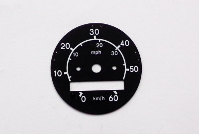 Cyferblat licznika 0-60 km/h, czarny, Jawa Babetta
